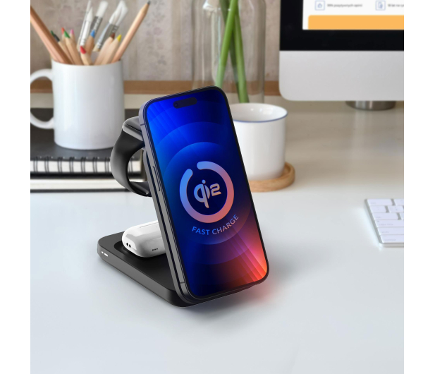3mk MagRocket 3-in-1 Wireless Charger 15W Qi2 MPP Black - 1364145 - zdjęcie 4
